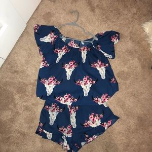 2 piece set- shorts and short sleeve blouse